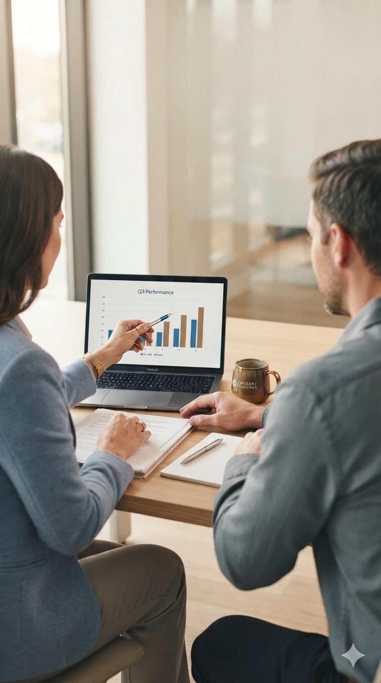 Advisor walking a client through quarterly numbers